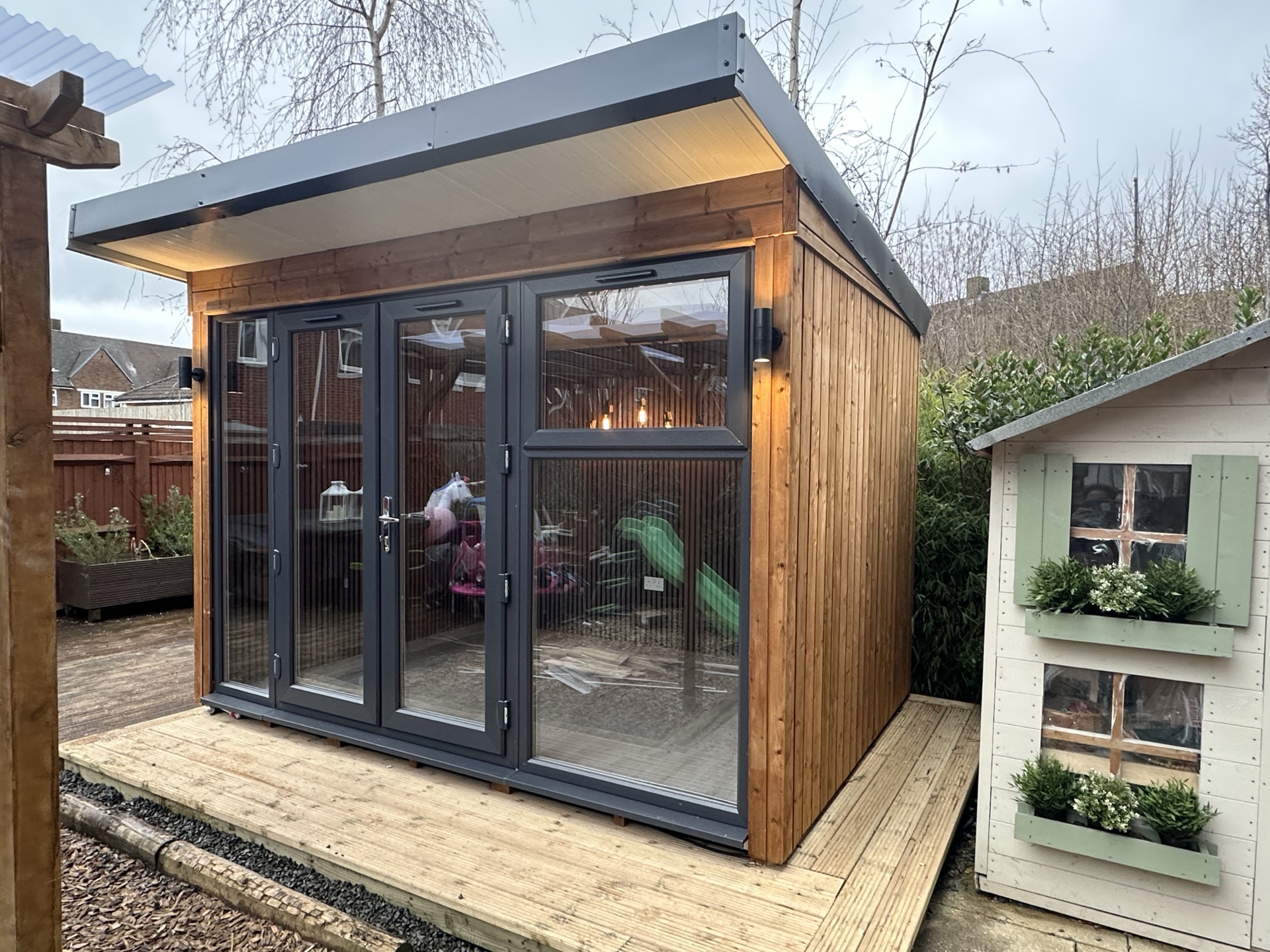 Completed garden room with bi-fold doors